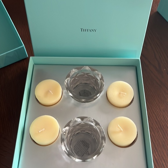 Tiffany & Co. Accents Tiffany Crystal Votives With Four Scented